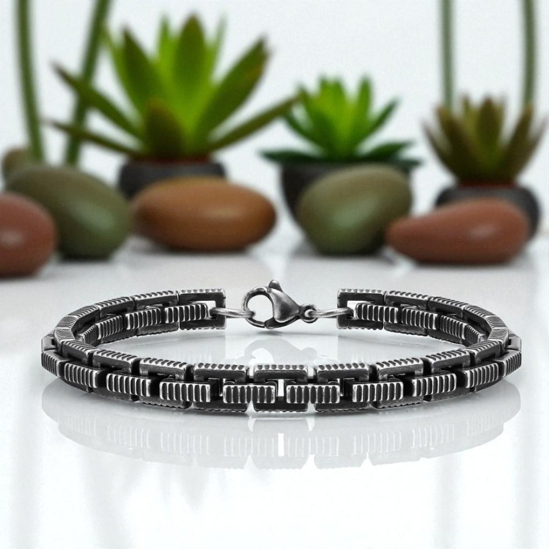 Bracelet homme TRACK LINK™ variante argent ancien gris