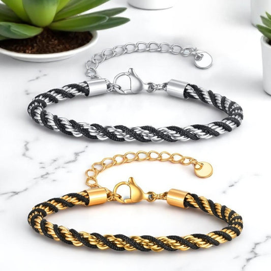 Bracelet homme TWISTED ROPE BSBG™ argent dore table marbre