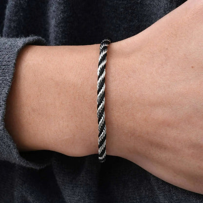 Bracelet homme TWISTED ROPE BSBG™ variante argent poignet 