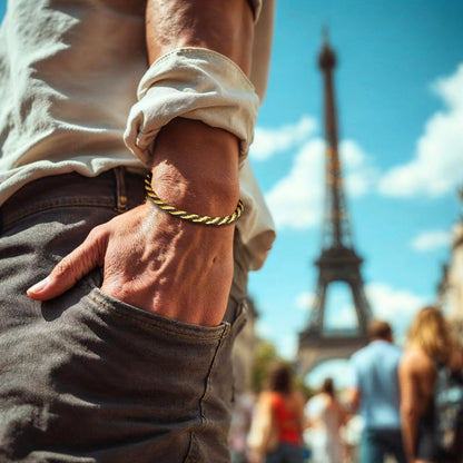 Bracelet homme TWISTED ROPE BSBG™ variante doree noir jeans Paris