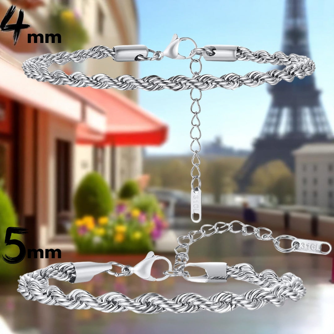 Bracelet homme TWISTED ROPE II™ argent 4 mm 5 mm Paris