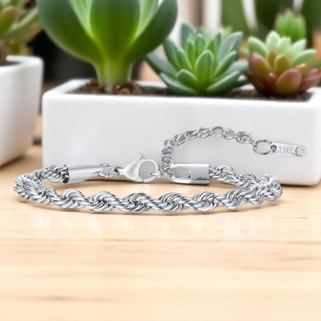 Bracelet homme TWISTED ROPE II™ argent table plantes