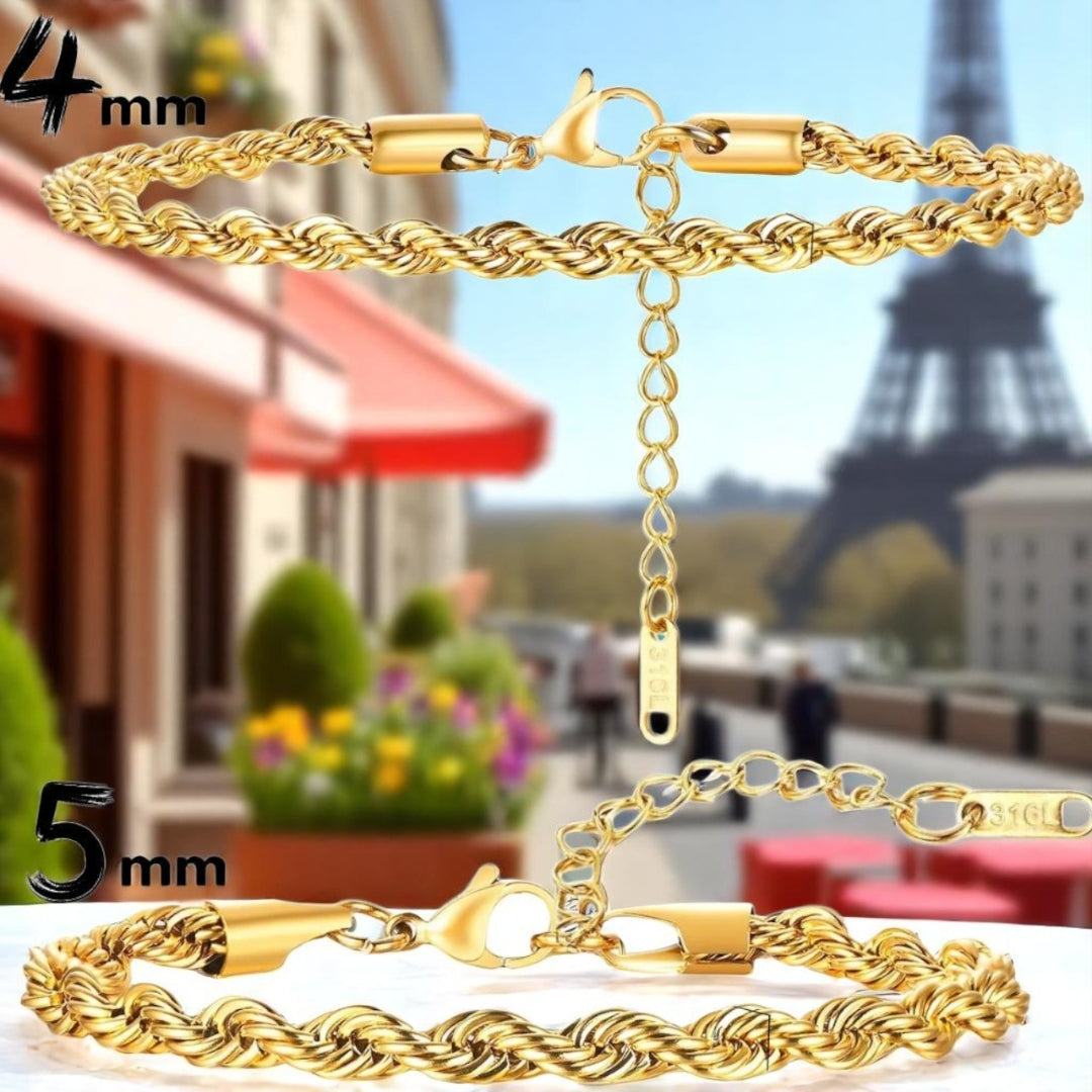 Bracelet homme TWISTED ROPE II™ dore 4 mm 5 mm Paris