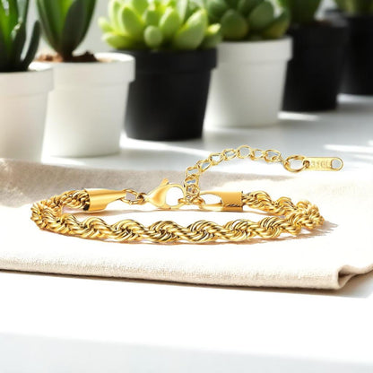 Bracelet homme TWISTED ROPE II™ dore table blanche plantes