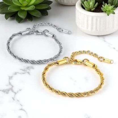 Bracelet homme TWISTED ROPE II™ variantes argent dore table marbre