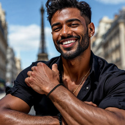 Bracelet homme TWISTED SNAKE™ noir chemise noire Paris