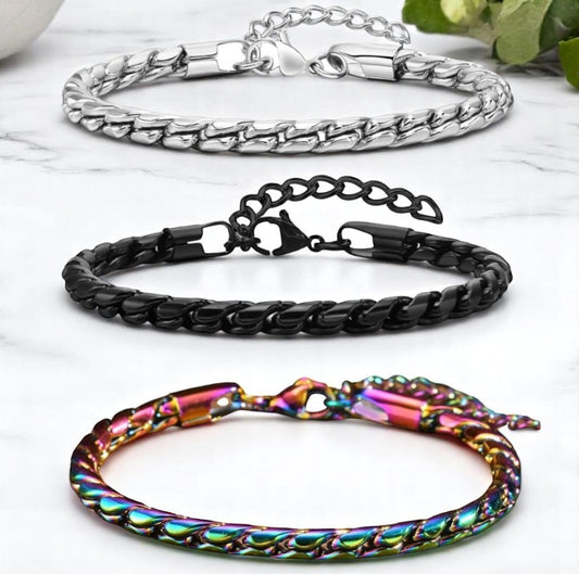 Bracelet homme TWISTED SNAKE™ trois variantes table marbre argent noir colore