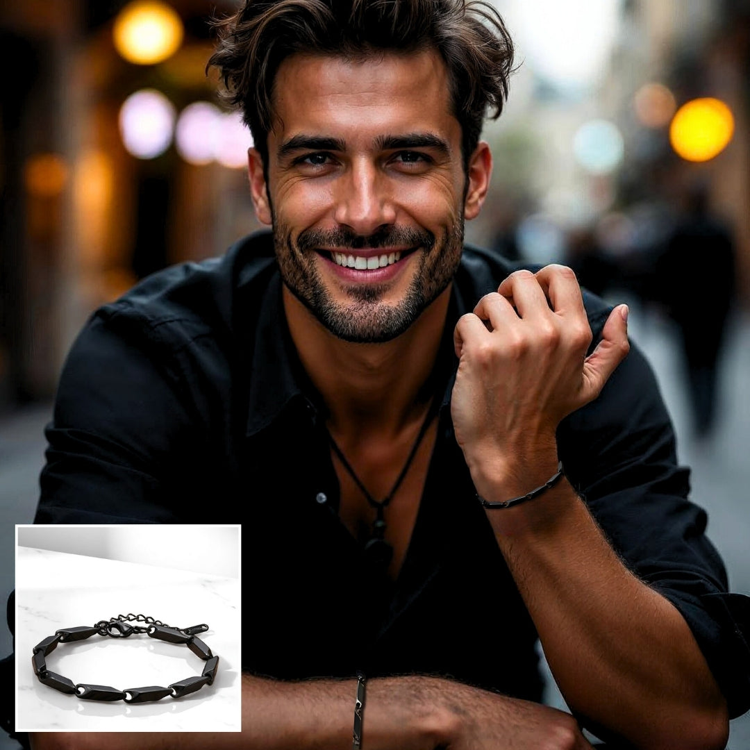 Bracelet homme WAVE LINKS II™ noir chemise noire