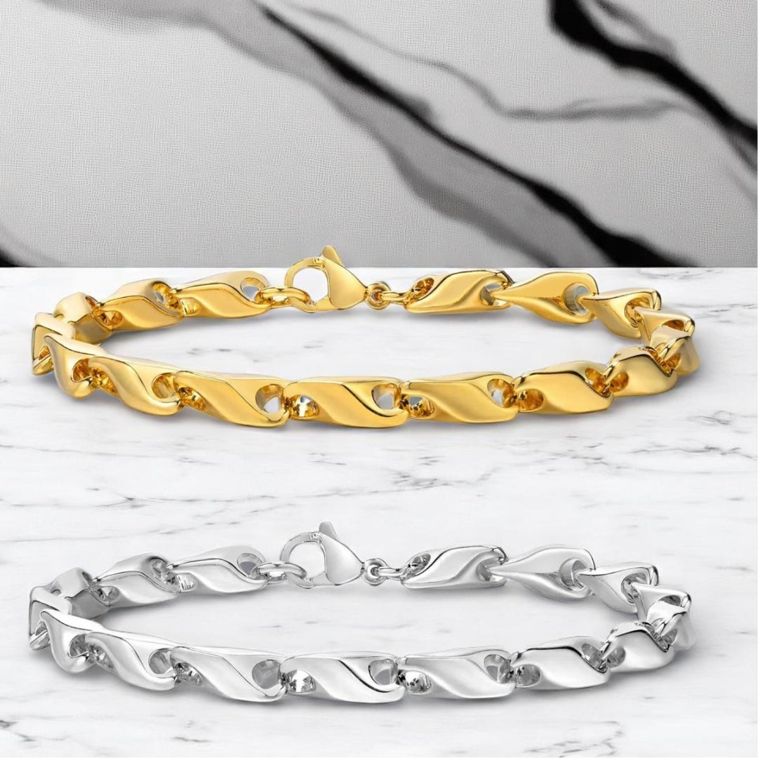 Bracelet homme WAVE LINKS™ argent dore table marbre