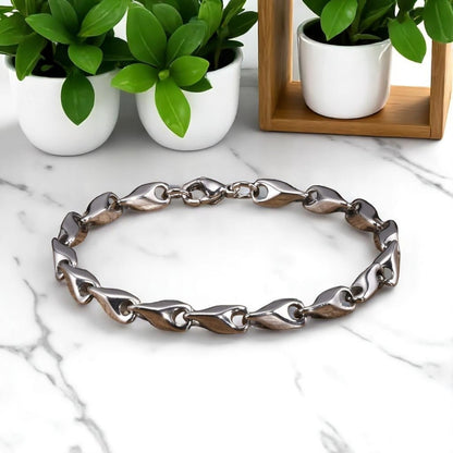 Bracelet homme WAVE LINKS™ table marbre argent