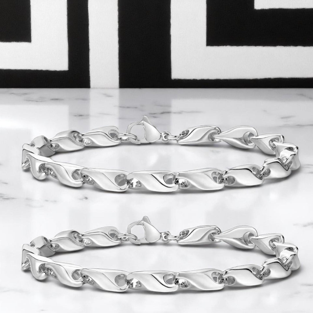Bracelet homme WAVE LINKS™ table marbre argent argent