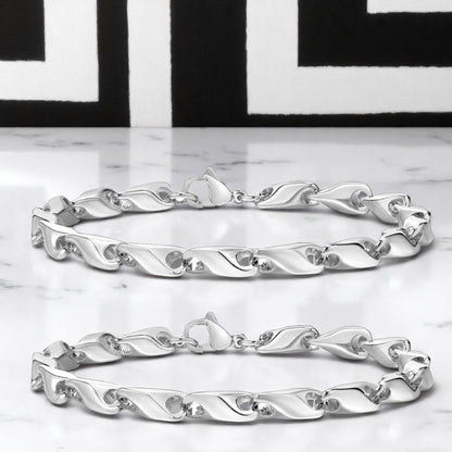 Bracelet homme WAVE LINKS™ table marbre argent argent