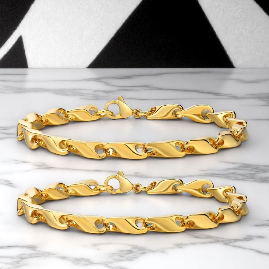 Bracelet homme WAVE LINKS™ table marbre dore dore