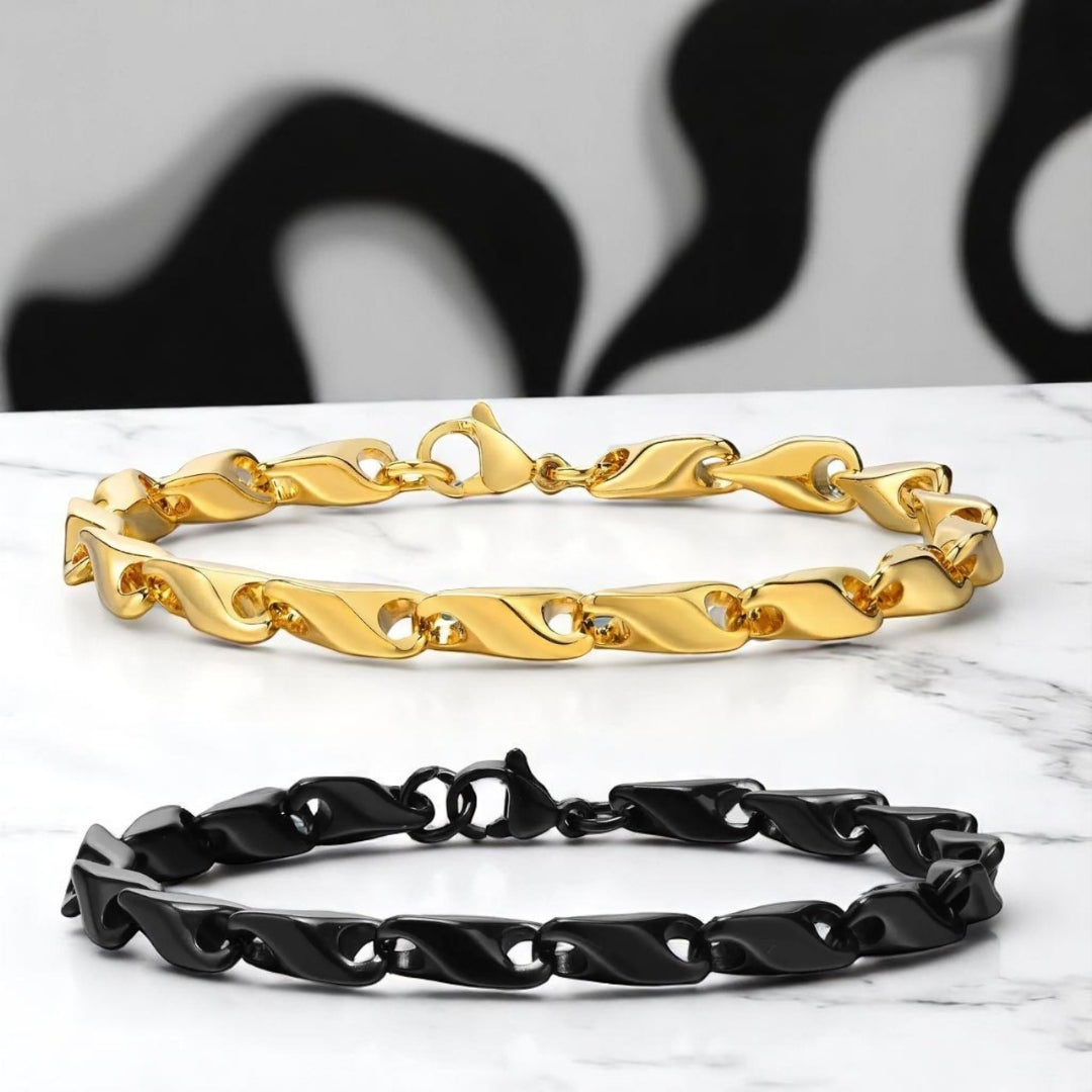 Bracelet homme WAVE LINKS™ table marbre dore noir