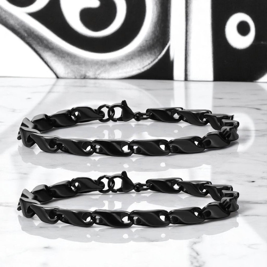 Bracelet homme WAVE LINKS™ table marbre noir noir