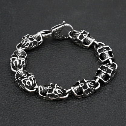 Bracelet homme breloque GOTISKULL tete de mort vinyle presentation