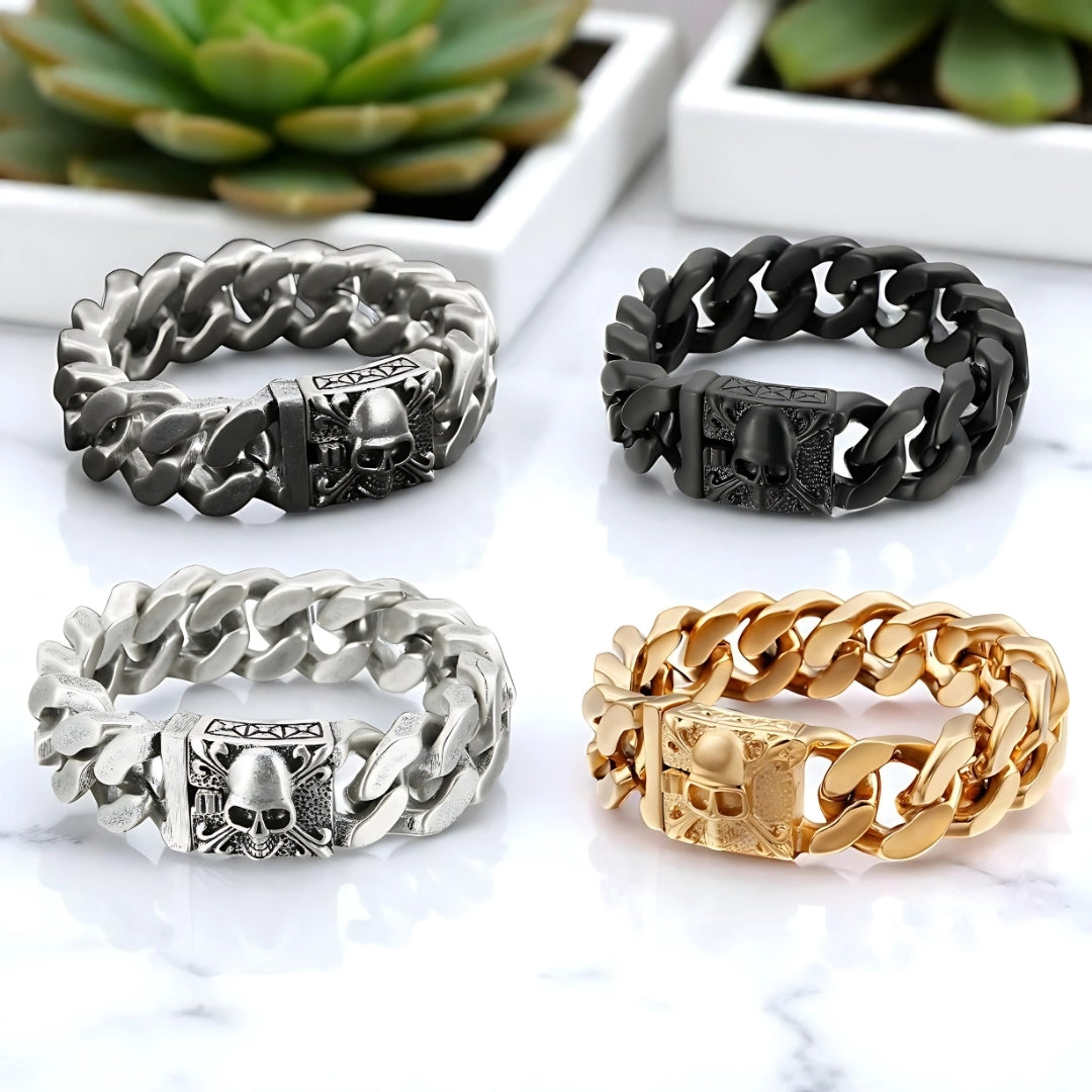 Bracelet homme breloque Tête de mort  MODERN SKULL  quatre variantes 