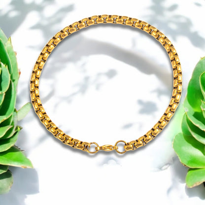Bracelet homme chaine à petits maillons Belcher variante doree 