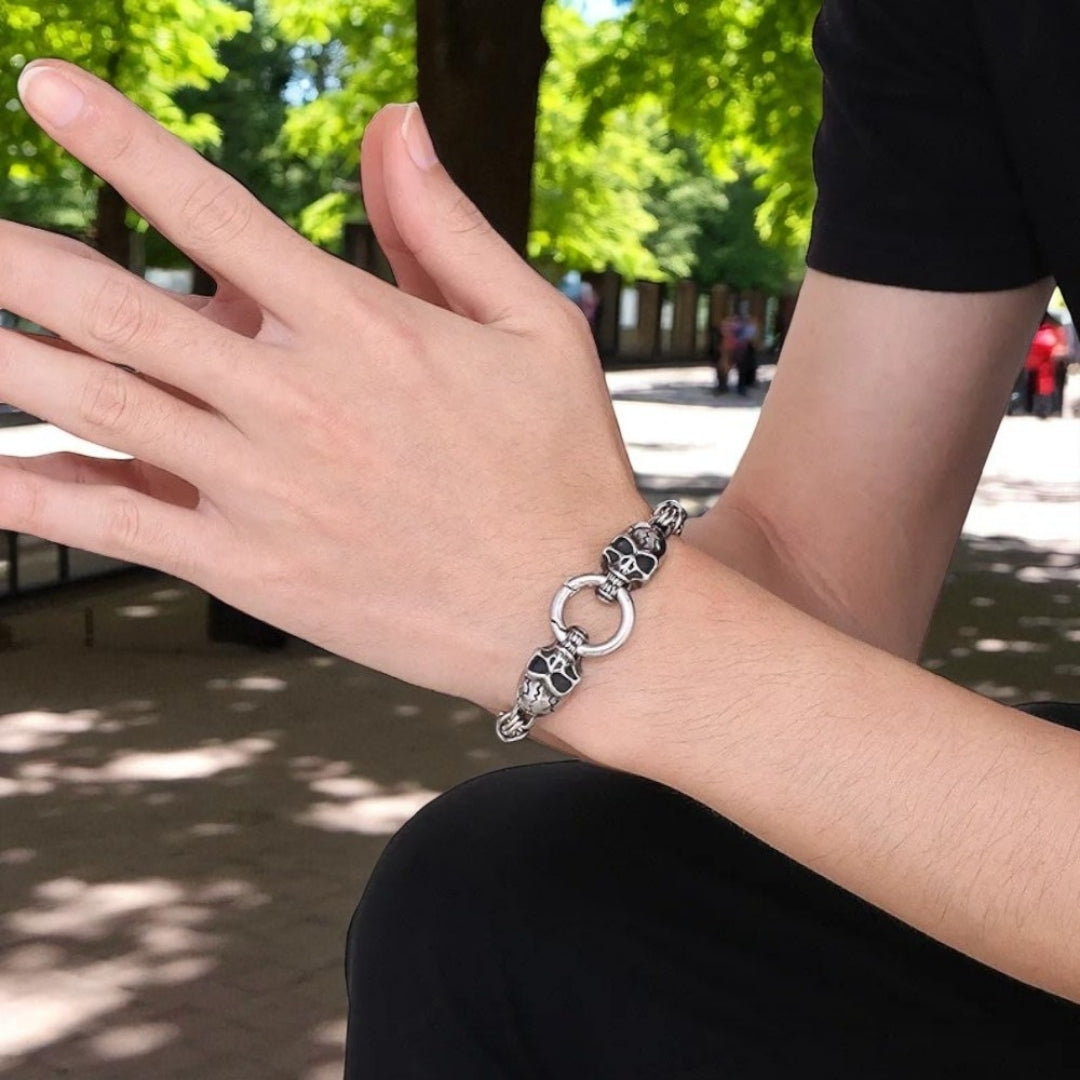 Bracelet homme crane anneau parc 