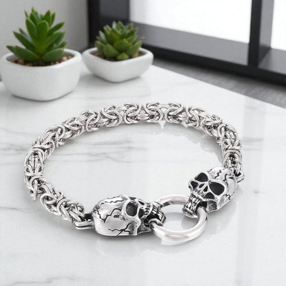 Bracelet homme crane anneau plantes presentation 
