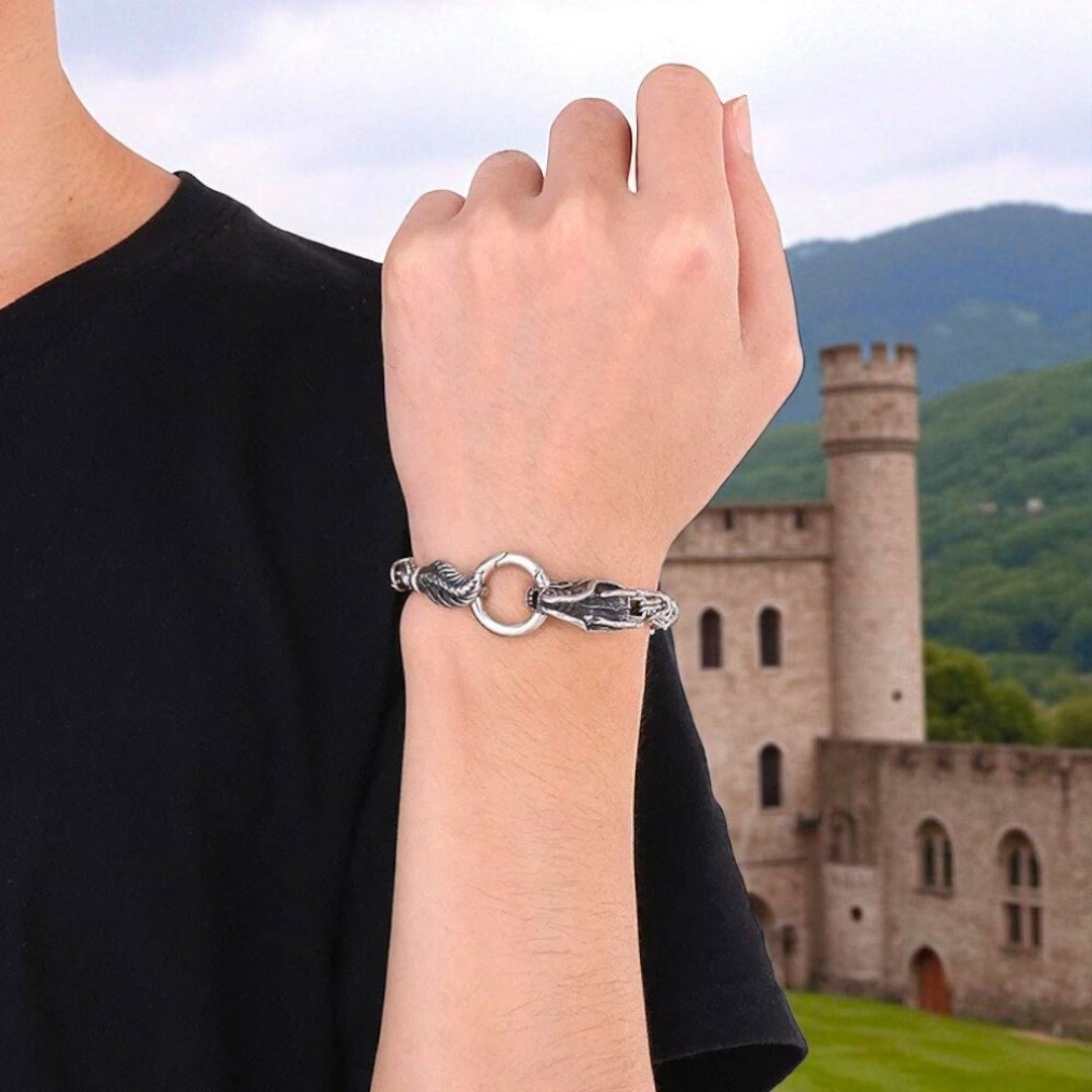Bracelet homme dragon anneau chateau