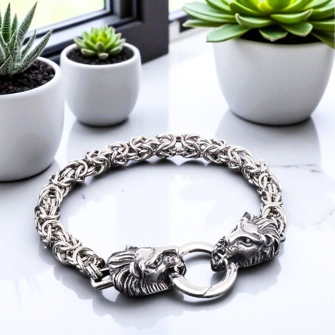 Bracelet homme lion anneau plantes presentation 