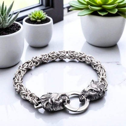 Bracelet homme lion anneau plantes presentation 