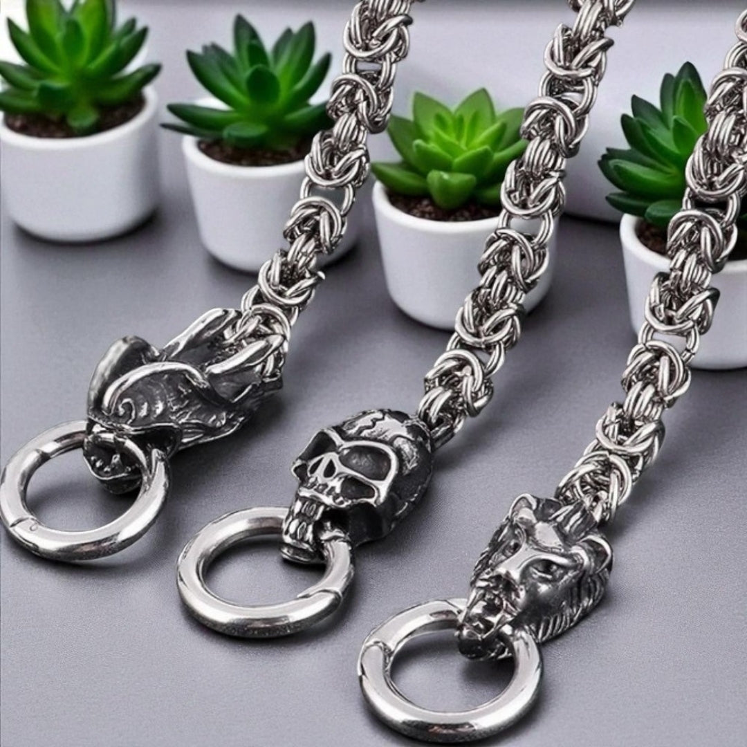 Bracelet homme lion dragon crane anneau plantes presentation