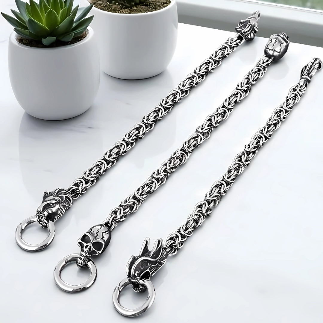 Bracelet homme lion dragon crane anneau plantes presentation longueur