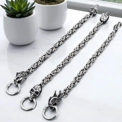 Bracelet homme lion dragon crane anneau plantes presentation longueur
