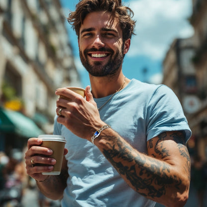 Bracelet homme luxe- DEEP SOUL RECTANGLE t shirt bleu cafe