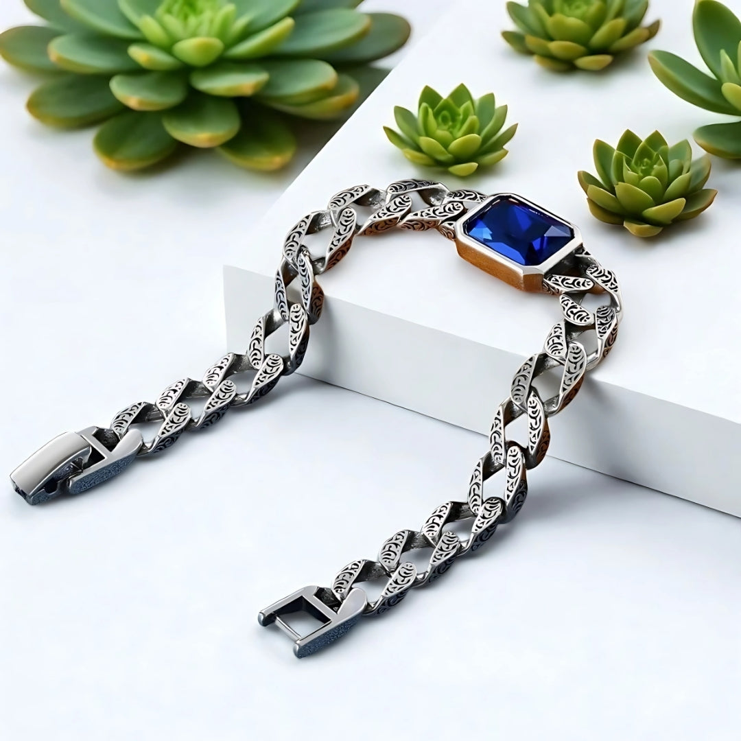 Bracelet homme luxe- DEEP SOUL RECTANGLE table blanche fermoir