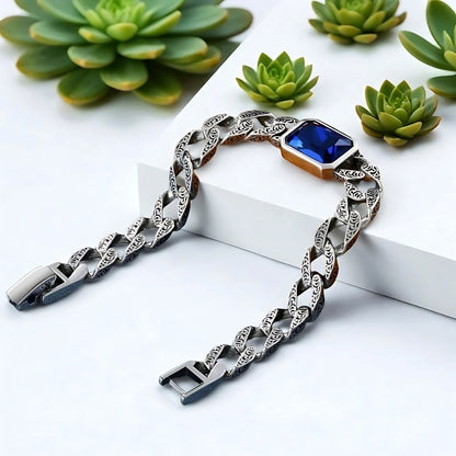 Bracelet homme luxe- DEEP SOUL RECTANGLE table blanche fermoir