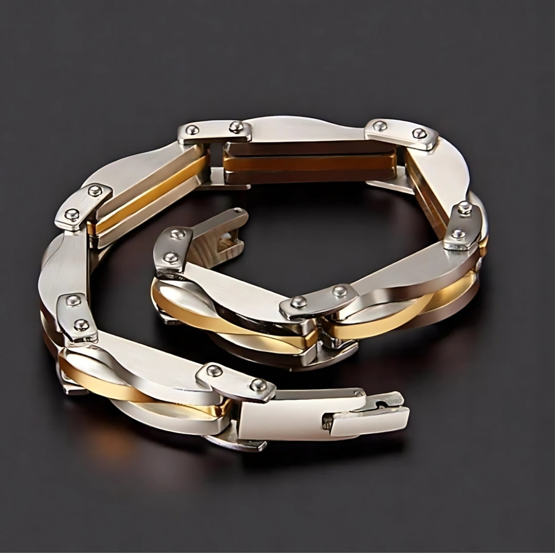 Bracelet homme luxe MAILLONS SS™ bicolore presentation
