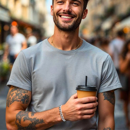 Bracelet homme luxe MICUBANO™ chemise grise cafe rue 