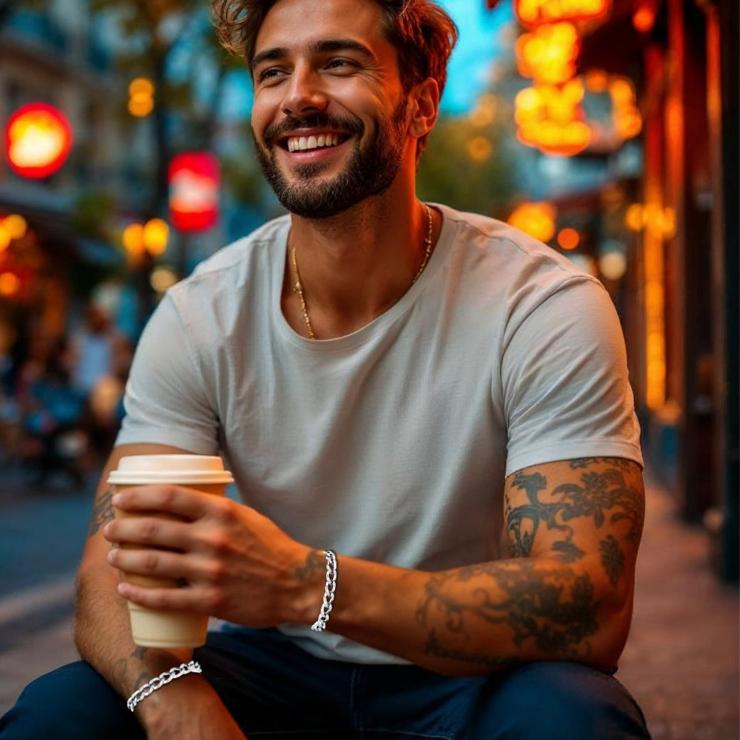 Bracelet homme luxe MICUBANO™  t-shirt gris soiree rue