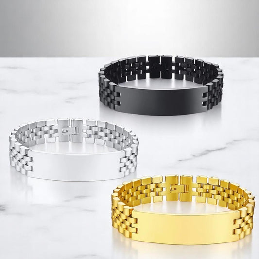 Bracelet homme luxe ROLLIE BRATT™ argent dore noir table marbre
