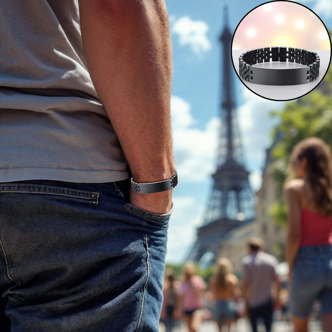 Bracelet homme luxe ROLLIE BRATT™ noir poignet rue Paris