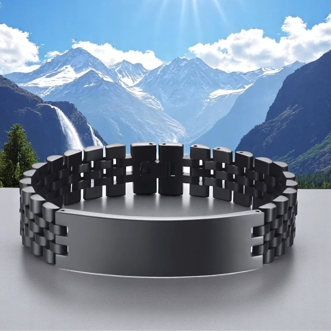 Bracelet homme luxe ROLLIE BRATT™  noir table grise montagnes