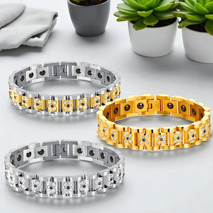 Bracelet homme luxe SEVOZIRK trois variantes argent dore bicolore table blanche