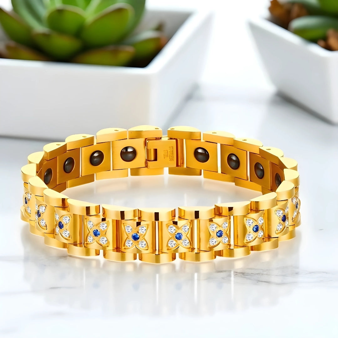 Bracelet homme luxe SEVOZIRK variante dore table blanche plantes