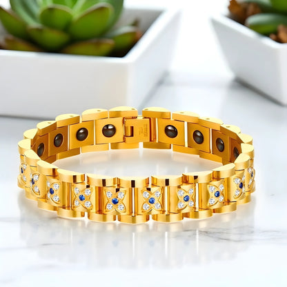 Bracelet homme luxe SEVOZIRK variante dore table blanche plantes