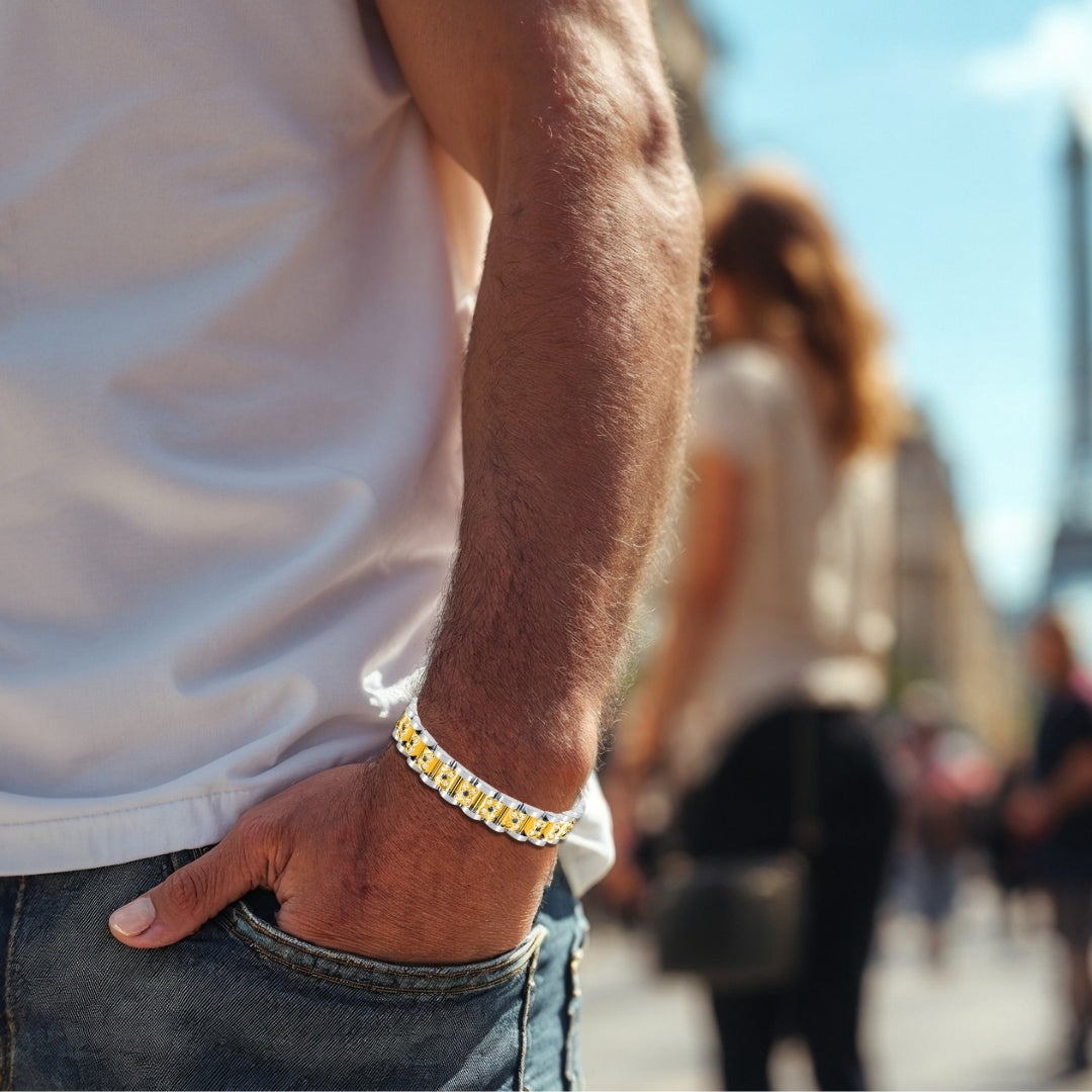 Bracelet homme luxe SEVOZIRK variantes bicolore poignet foule