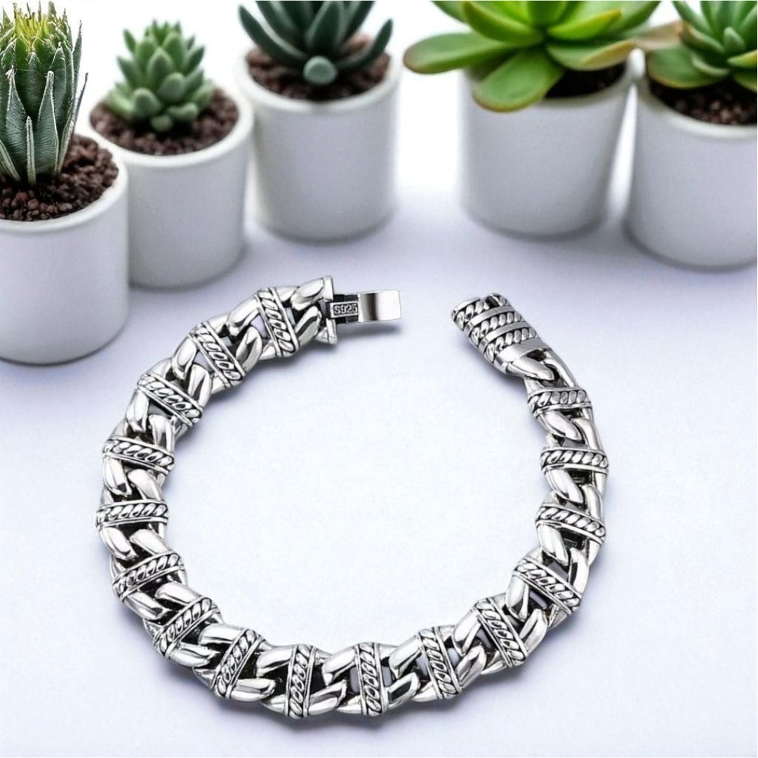 Bracelet homme luxe TRIBALLOUR table blanche fermoir
