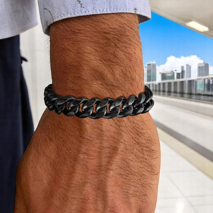 Bracelet homme luxe maillon MIAMI-CUBANO™ noir poignet 