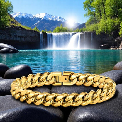 Bracelet homme luxe maillon MIAMI-CUBANO™ variante doree