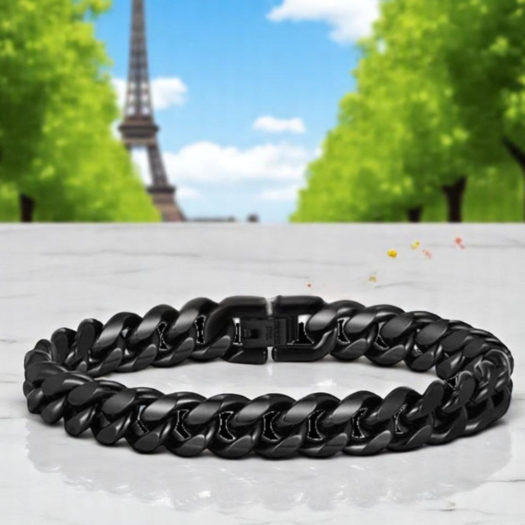 Bracelet homme luxe maillon MIAMI-CUBANO™ variante noire