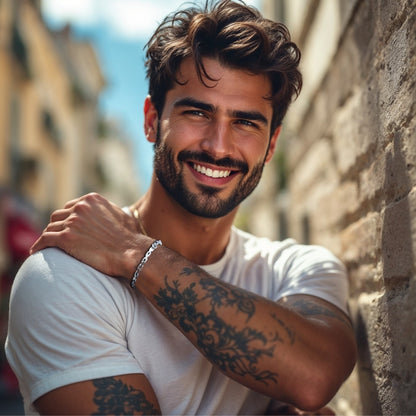 Bracelet_homme_maillons_carres_et_ovales_variante argent rue mur tatoo