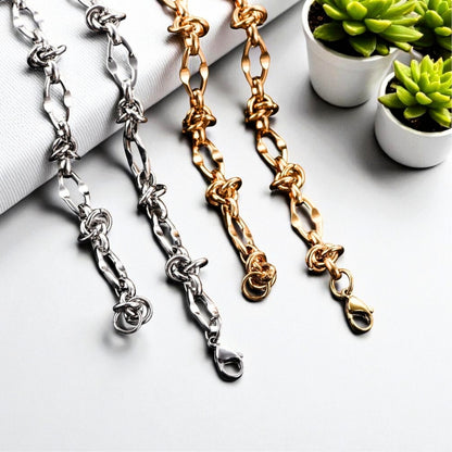 Bracelet homme maillons look barbelés presentation doré argent plantes