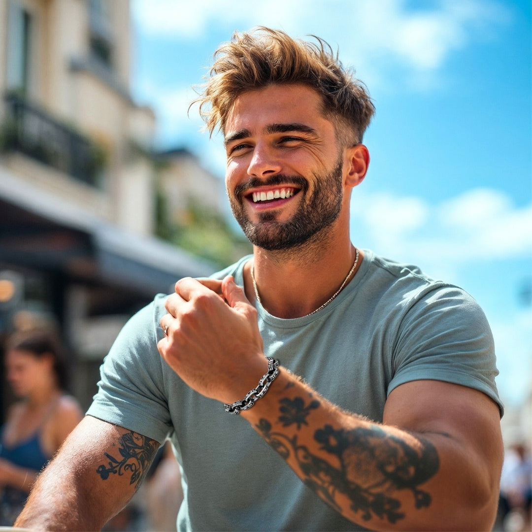 Bracelet homme maillons skull crane homme muscé t-shirt confortable exterieur